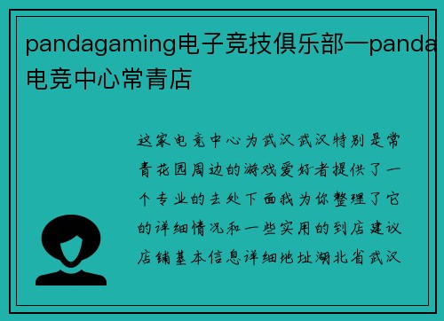 pandagaming电子竞技俱乐部—panda电竞中心常青店